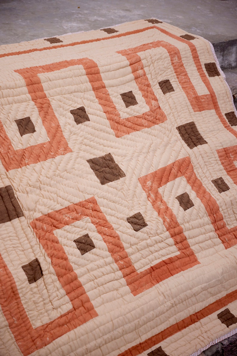Abstract King Size Kantha Quilt: Modern Cotton Comforter