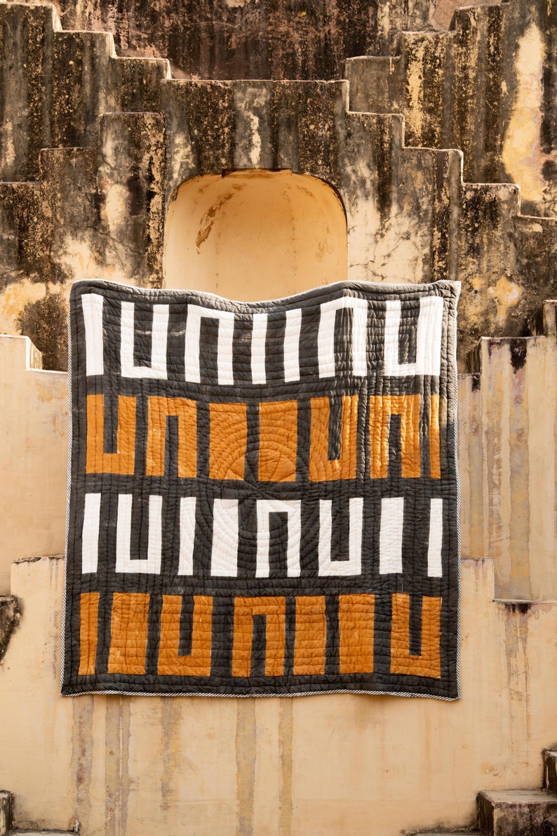 Handmade Queen Quilt: Reversible Boho Cotton Bedspread