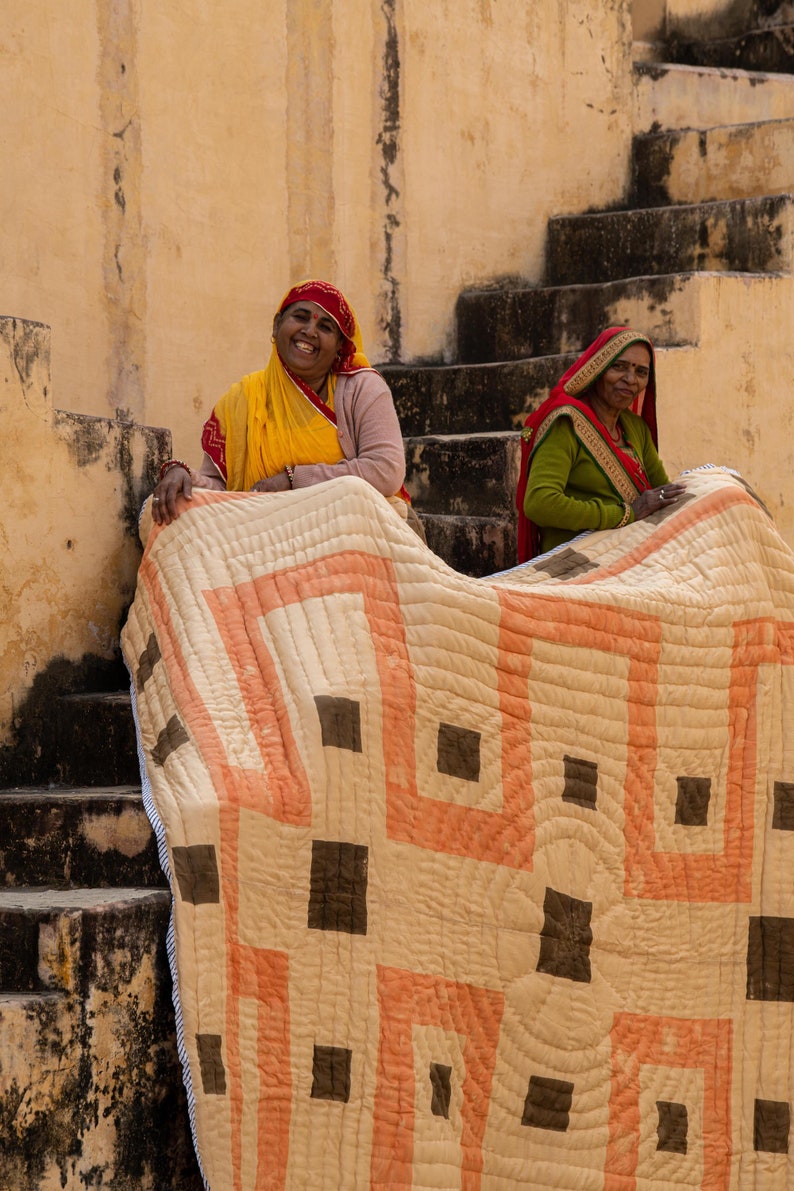 Abstract King Size Kantha Quilt: Modern Cotton Comforter