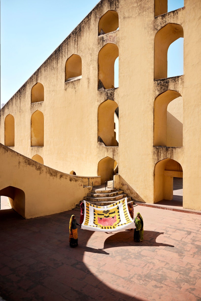 Hand-Block Printed Queen Quilt: Reversible Tiger Palm Cotton Kantha