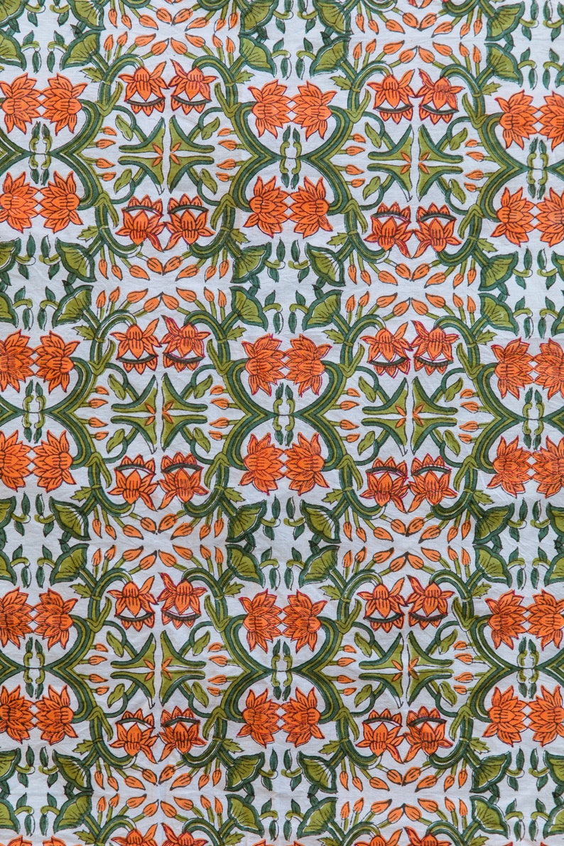 Hand-Printed Cotton Duvet Cover Set: Reversible Floral Boho Bedding
