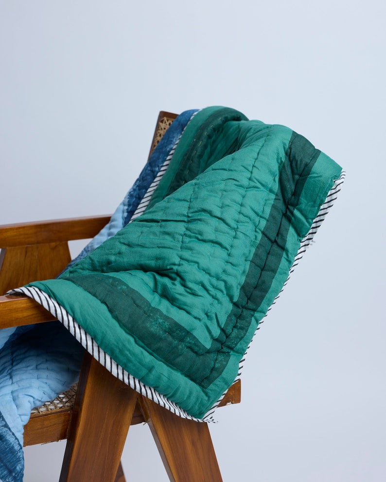 Handmade Block-Printed Baby Quilt: Personalized Cotton Crib Bedding