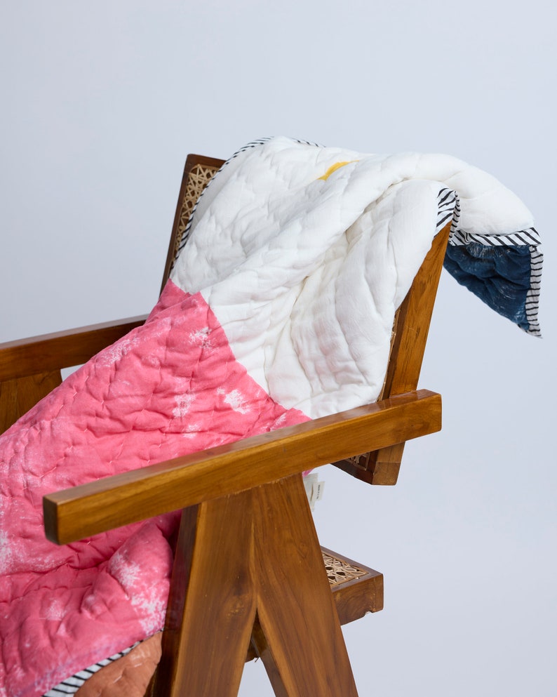 Handmade Pink Baby Quilt: Personalized Cotton Crib Blanket