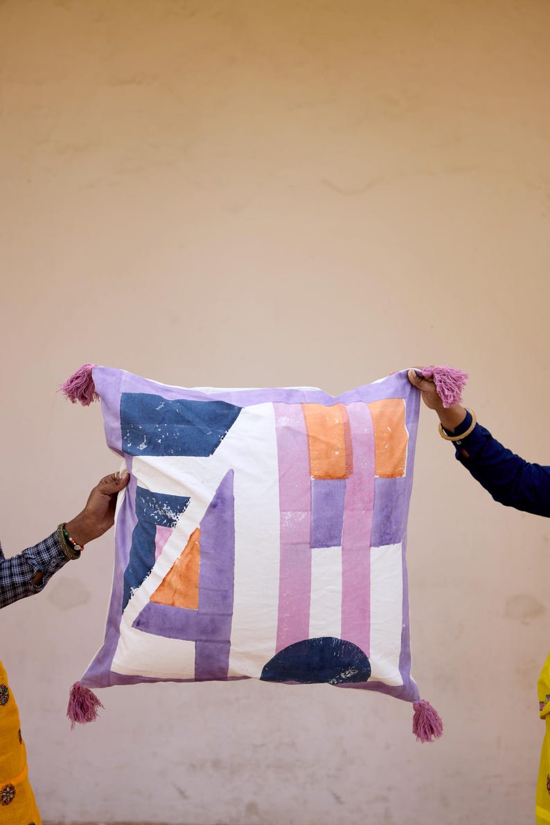 Hand-Block Printed Cotton Quilt Set: King/Queen Bedspread with Kantha Stitch