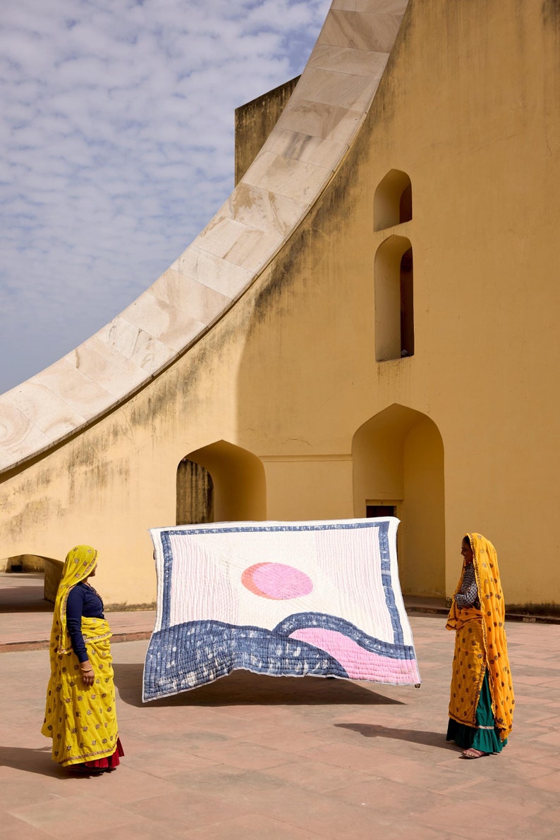 Reversible Cotton Quilt Set – Purple Hand Block Printed Kantha Blanket, Lightweight Boho Comforter, Indian Kantha Bedspread, Modern Bedding