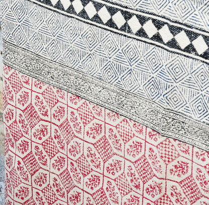 Red and Black Dhurrie Rug: Bohemian Geometric Cotton Area Rug (4 x 6)