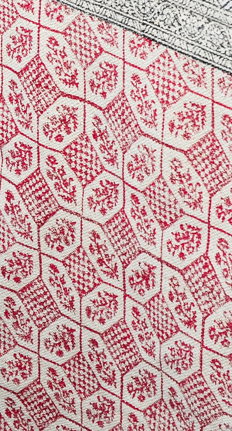 Red and Black Dhurrie Rug: Bohemian Geometric Cotton Area Rug (4 x 6)