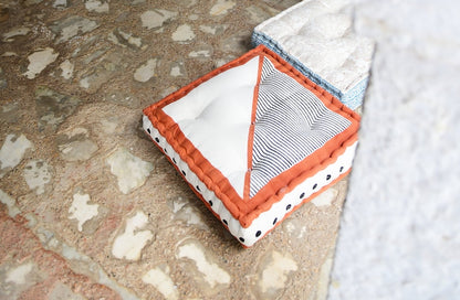 Hand-Block Printed Floor Cushion: Reversible Cotton Meditation Pillow