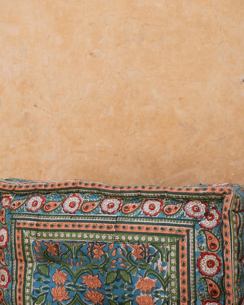 Cotton Meditation Cushion: Bohemian Lotus Floor Pillow