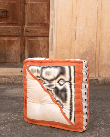 Hand-Block Printed Floor Cushion: Reversible Cotton Meditation Pillow