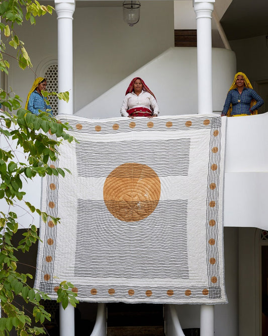 Hand Block Print King Size Quilt: Modern Bohemian Comforter