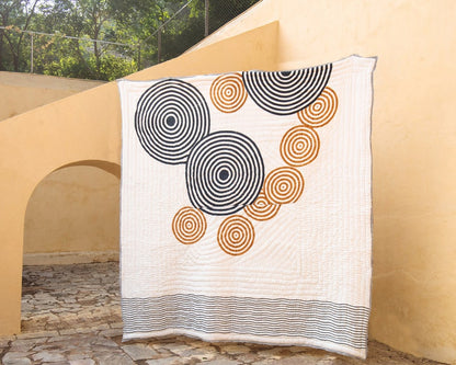 Handmade Queen Size Kantha Quilt: 100% Cotton Reversible Bedding Set
