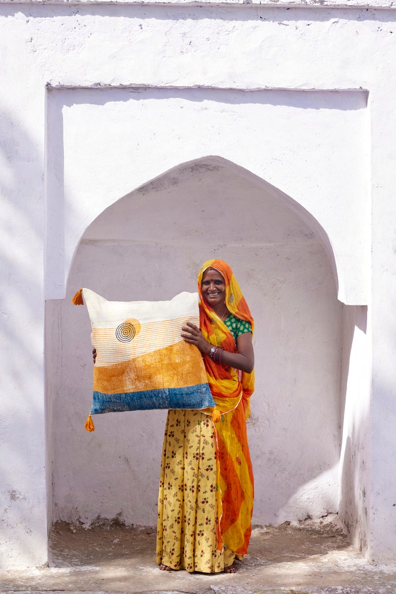 Hand-Block Printed King Quilt: Reversible Cotton Kantha Bedding
