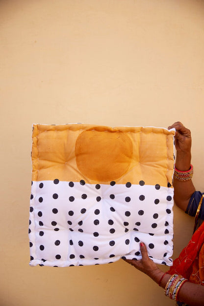 Handmade Reversible Floor Cushion: Block Printed Cotton Meditation Pillow