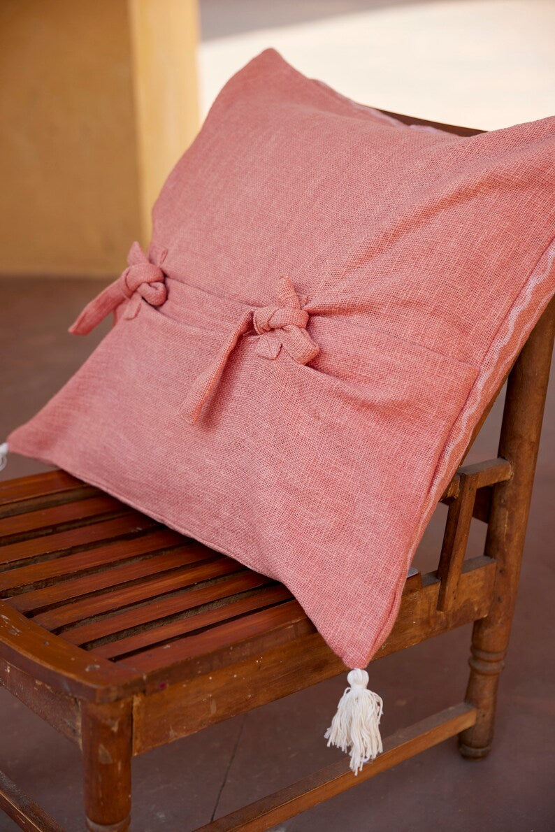 Handmade Block Print Pillow Cover: Cotton Euro Sham, 26"x26"