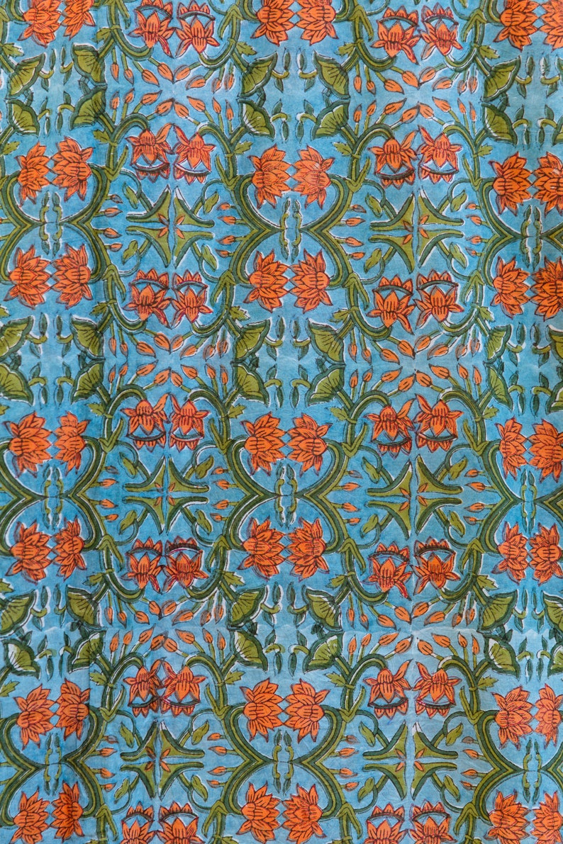 Hand-Printed Cotton Duvet Cover Set: Reversible Floral Boho Bedding