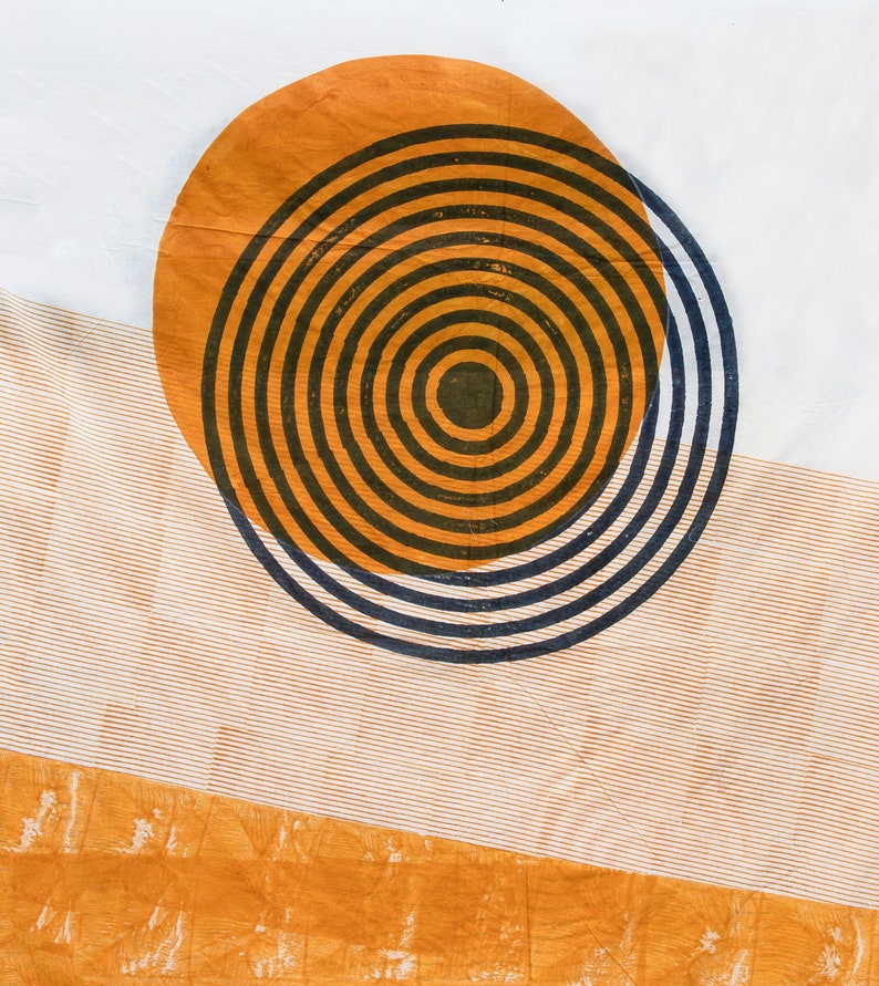 Handmade Block Printed Cotton Duvet Cover Set: Modern Spiral Sun Design