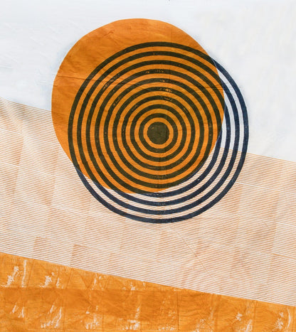 Handmade Block Printed Cotton Duvet Cover Set: Modern Spiral Sun Design