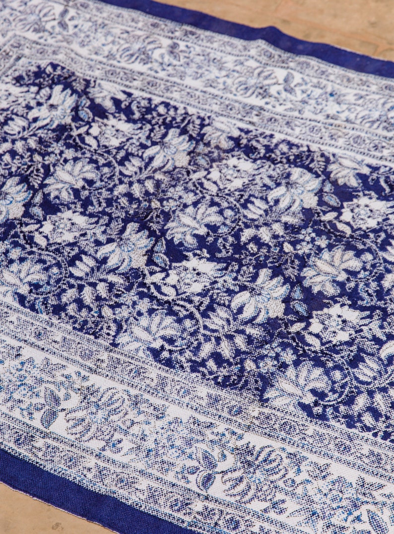 Handmade Block Print Rug: 4x6 Floral Cotton Indian Rug