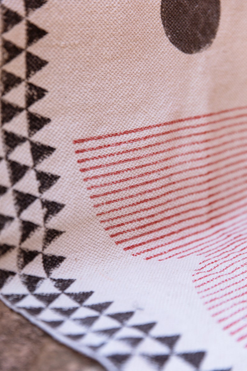 Block Printed Cotton Dhurrie Rug Runner: Modern Hallway Decor