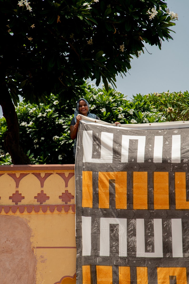 Handmade Block-Printed Cotton Duvet Cover Set: Reversible Boho Bedding