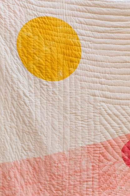 Modern Block Print Quilt: Handmade Cotton Bedspread