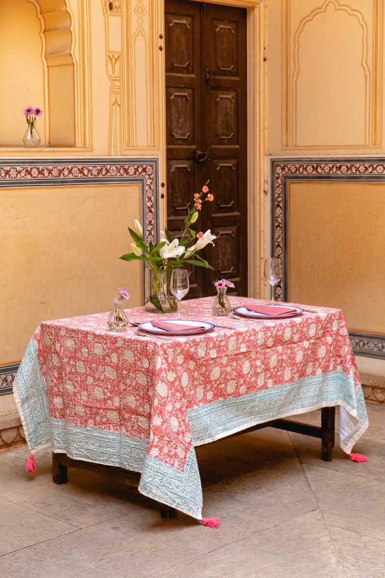 Pink Floral Kantha Quilt: Hand-Stitched Cotton Throw Blanket