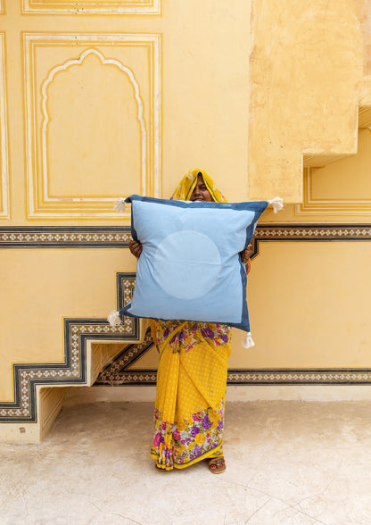 Reversible Kantha Quilt: Boho Block Print Cotton Bedspread
