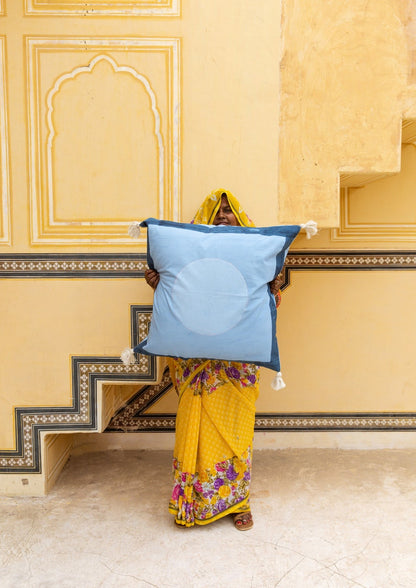 Handmade Kantha Quilt: Reversible Blue Ocean Bedspread Set