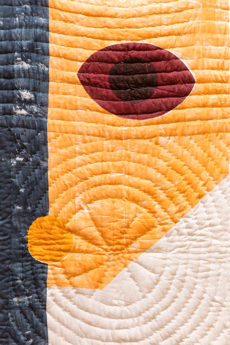 Handmade Block-Printed Cotton Quilt: Reversible Geometric Design