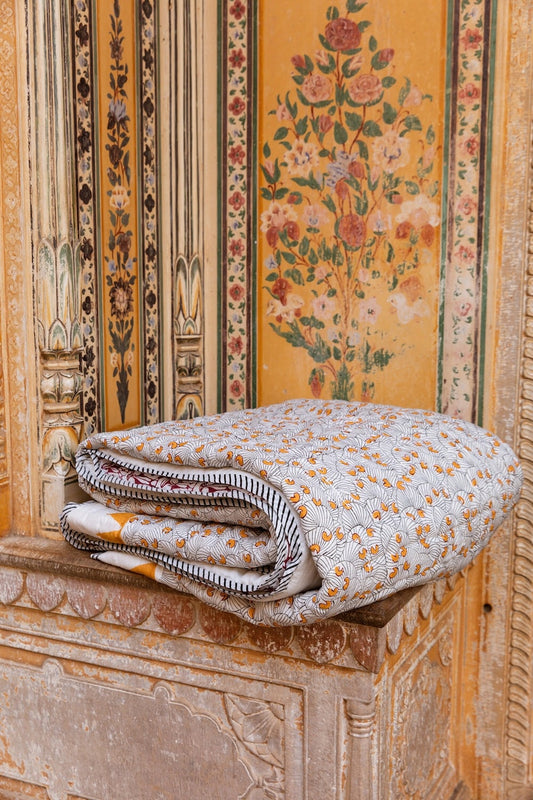 Koloman Moser Quilt: Hand-Printed Cotton King/Queen Quilt