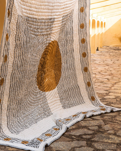 Hand Block Print King Size Quilt: Modern Bohemian Comforter