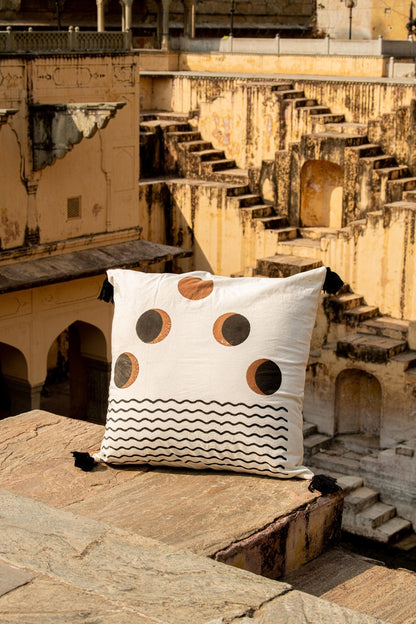 Hand-Block Printed Queen Quilt: Lunar Moon Cotton Bedspread