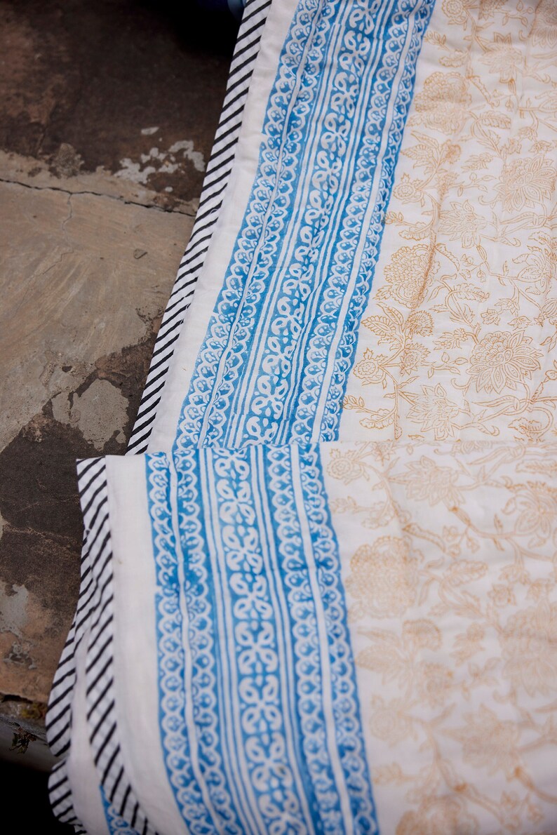 Pink King Size Kantha Quilt: Reversible Boho Block Print Comforter