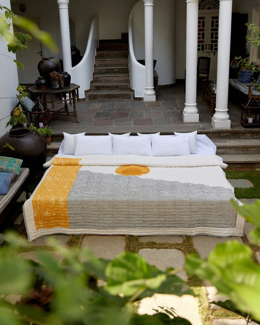 Handmade Cotton Bedspread Set: Hand-Stitched Quilt with Shams