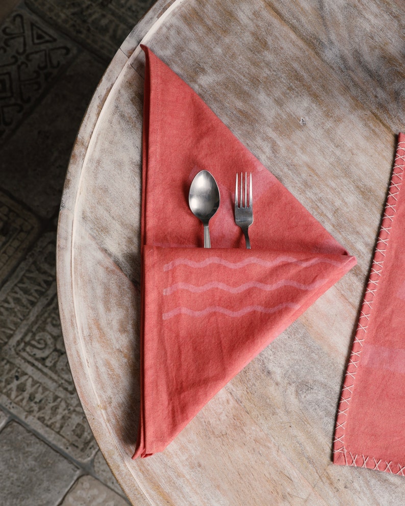 Boho Placemat Napkin Set: Handmade Cotton Table Linens, Kantha Stitch