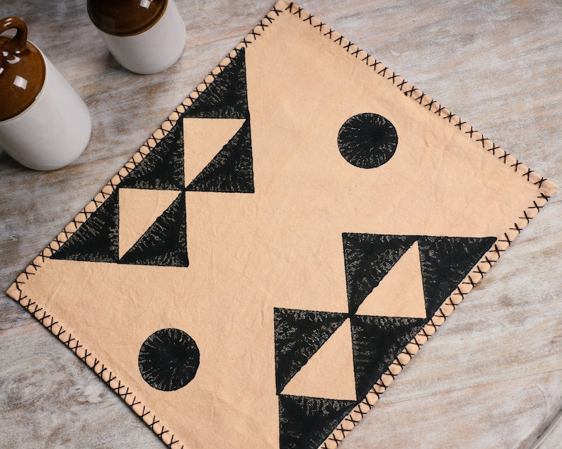 Handmade Block Printed Placemat Set: Modern Southwest Table Decor
