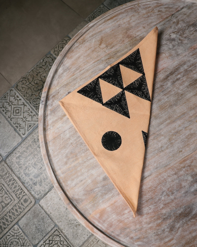 Handmade Block Printed Placemat Set: Modern Southwest Table Decor
