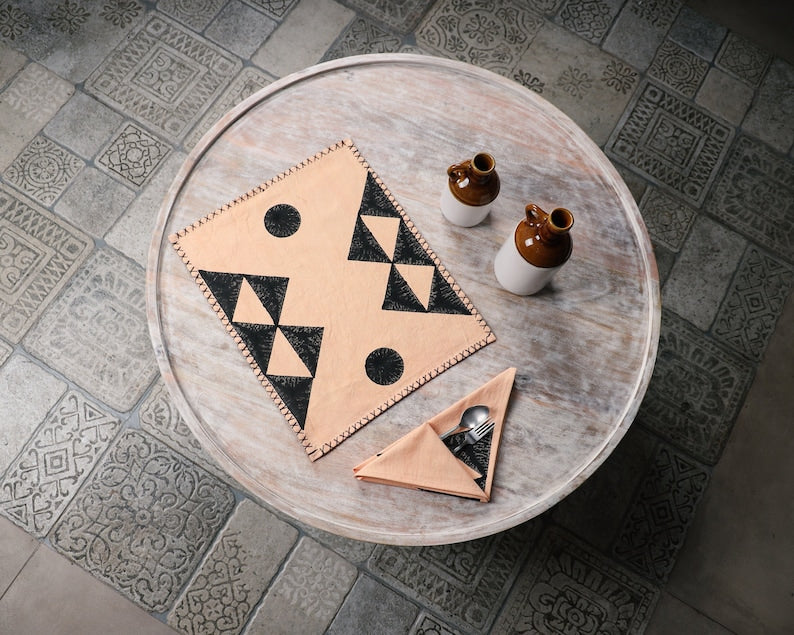 Handmade Block Printed Placemat Set: Modern Southwest Table Decor