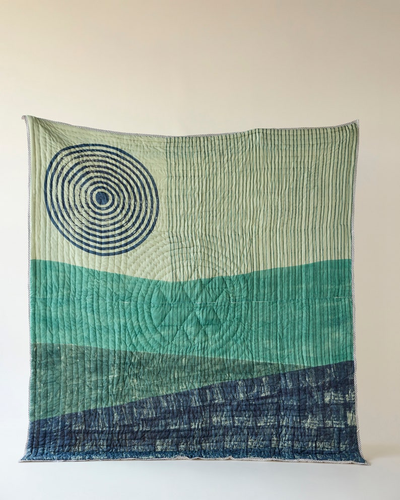Handmade Cotton Quilt: Queen/King Block Print Bedding Set