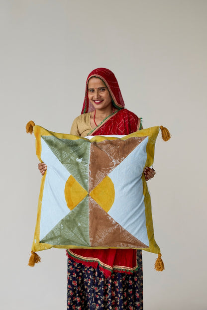 Handmade Twin Quilt: Modern Kantha Stitch Cotton Bedspread