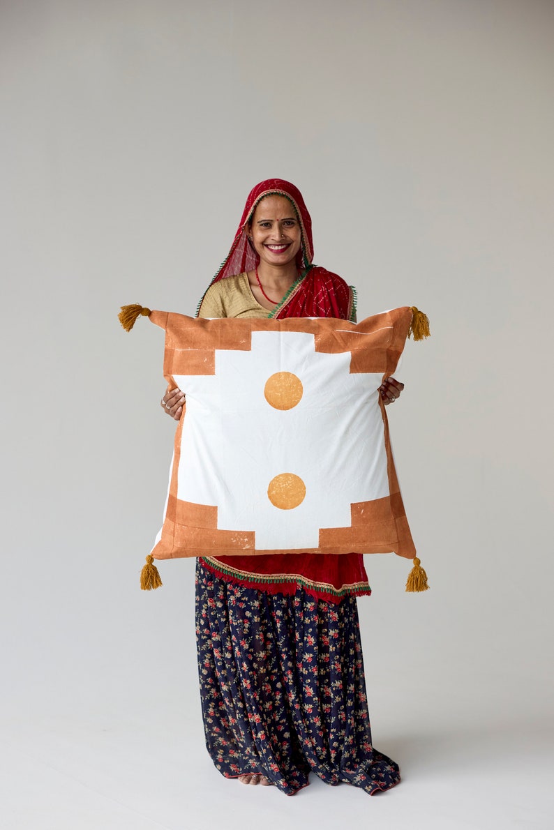 Handmade Block Printed King Quilt: Reversible Southwestern Cotton Bedspread