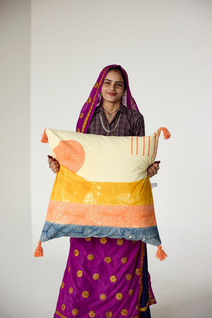 Handmade Twin Quilt: Reversible Cotton Kantha Stitch Bedding