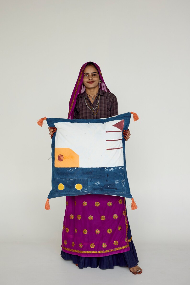 Handmade Block-Printed Cotton Quilt: Boho Indian Bedspread