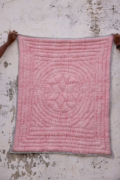 Handmade Circus Animal Baby Quilt: Block Printed Cotton Nursery Decor