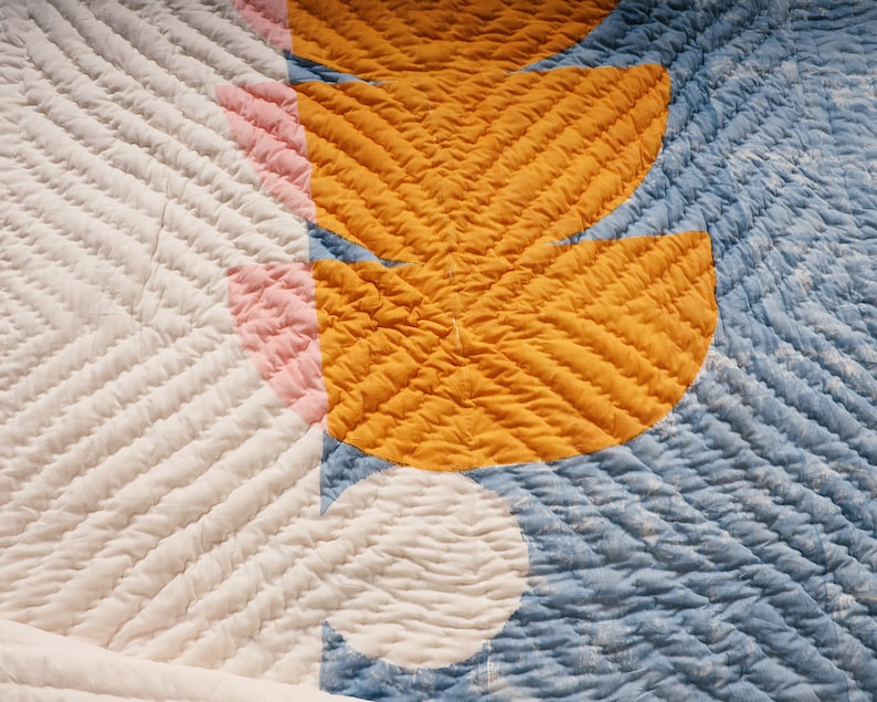 Handmade Queen Quilt: Reversible Cotton Bedding, Hand-Block Printed