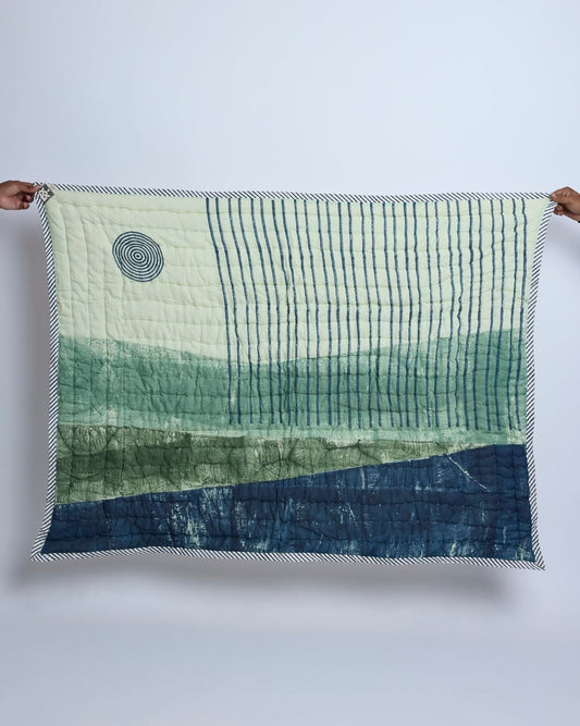 Hand-Block Printed Baby Quilt: Personalized Cotton Kantha, Boho Design