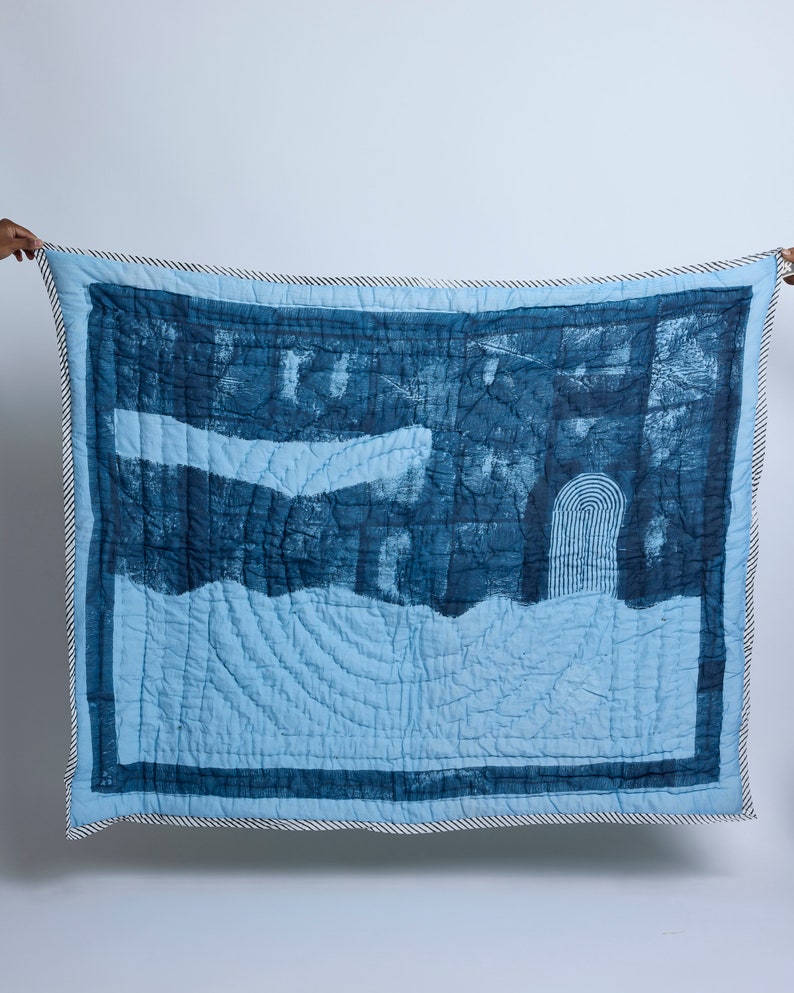 Handmade Block-Printed Baby Quilt: Personalized Cotton Crib Bedding