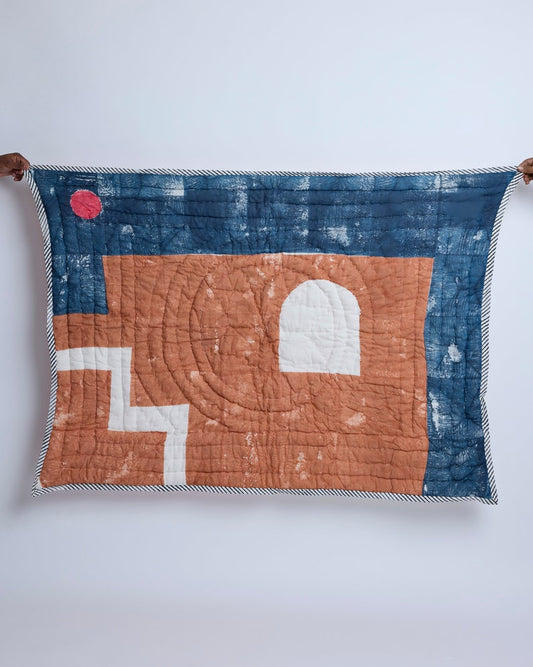 Hand-Block Printed Baby Quilt: Reversible Cotton Kantha Quilt, Personalized