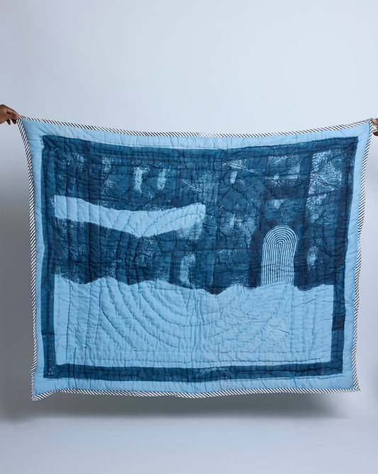 Personalized Baby Quilt: Hand-Embroidered Cotton Bedding, Block Print
